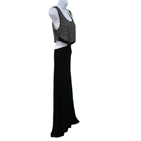 LeShop Maxi Striped Top Solid Skirt Black/White L Stretchy Waist Sleeveless Crew - Picture 6 of 12